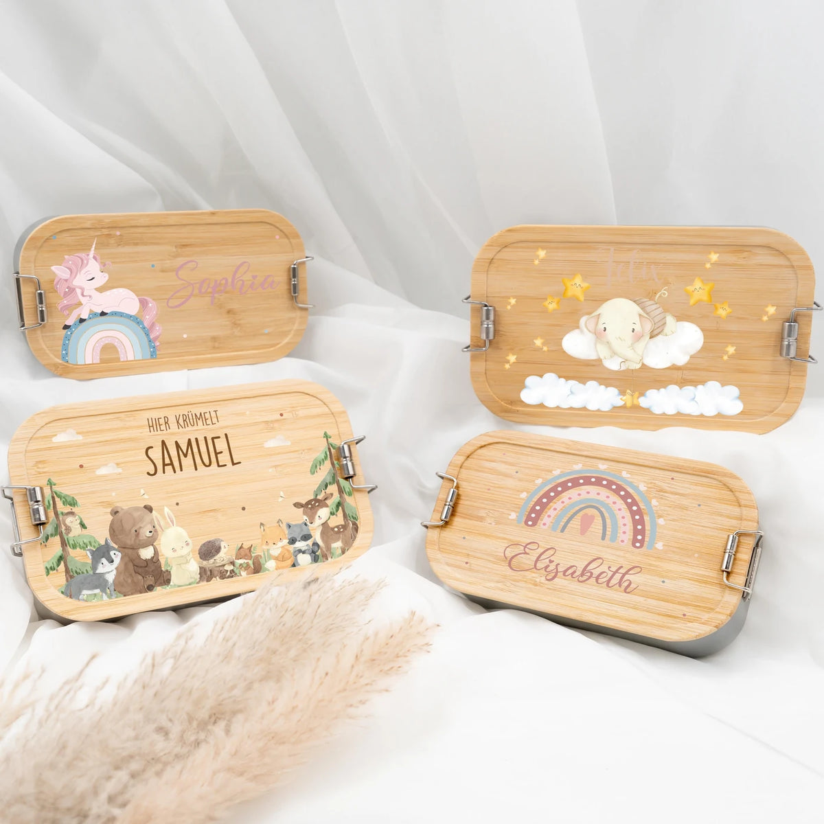 Brotdose Kinder personalisiert - Regenbogen Elefant