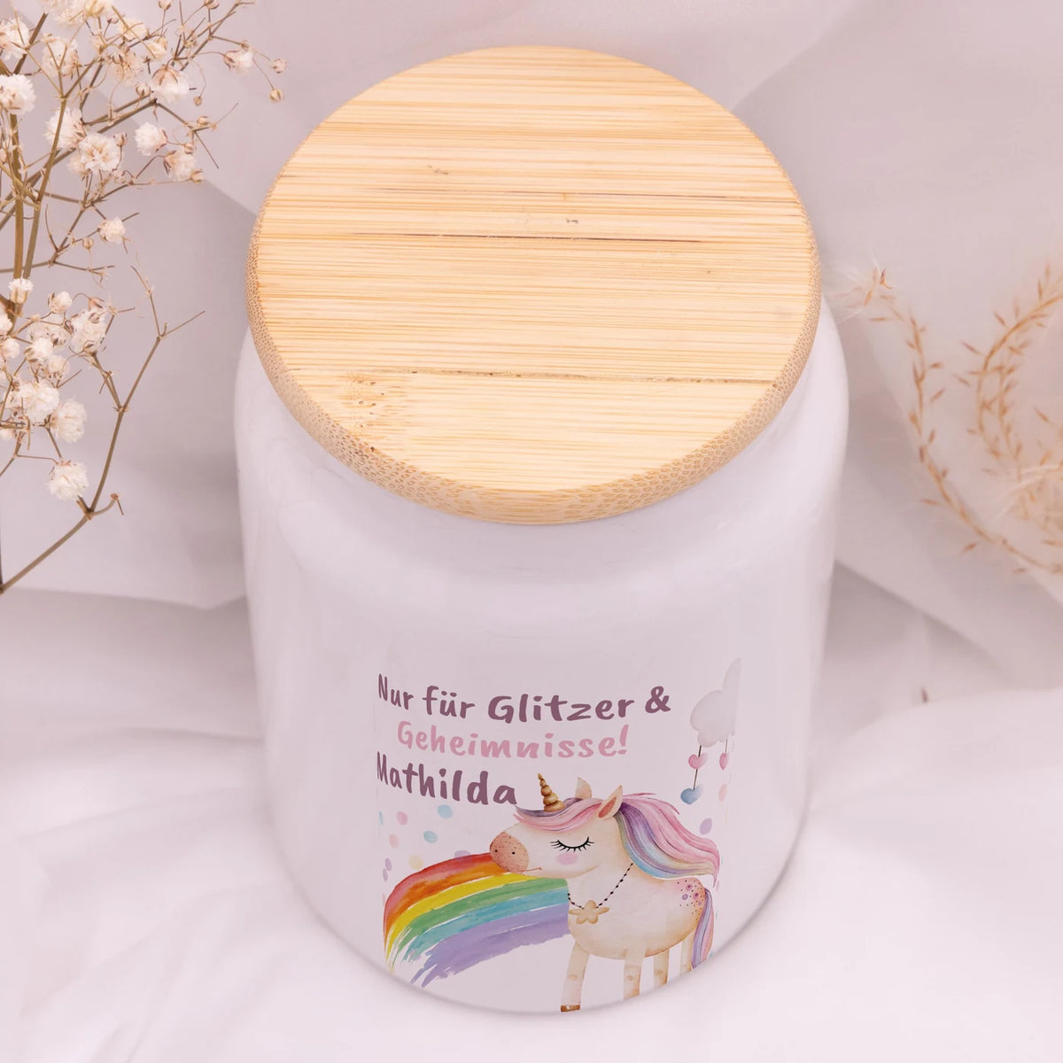 Personalisierbare Keksdose mit Name - Einhorn