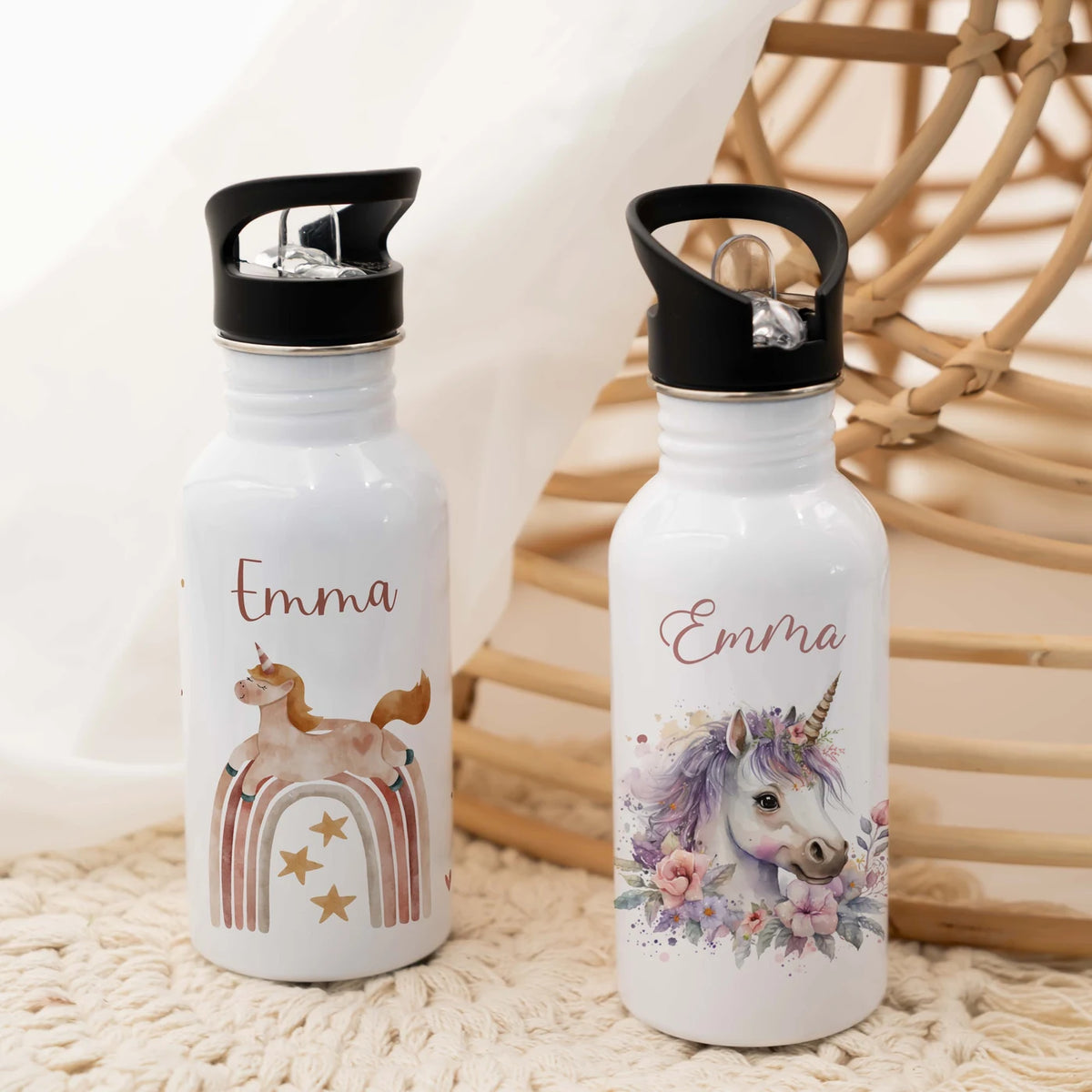 Trinkflasche Kinder Edelstahl - Regenbogen Einhorn