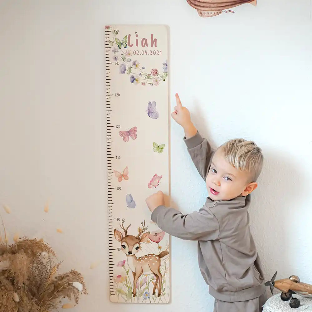 Messlatte Kinder Holz & Aluverbund - Baby Reh