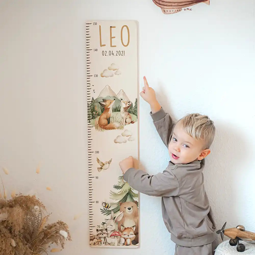 Messlatte Kinder Holz & Aluverbund - Tierfamilie