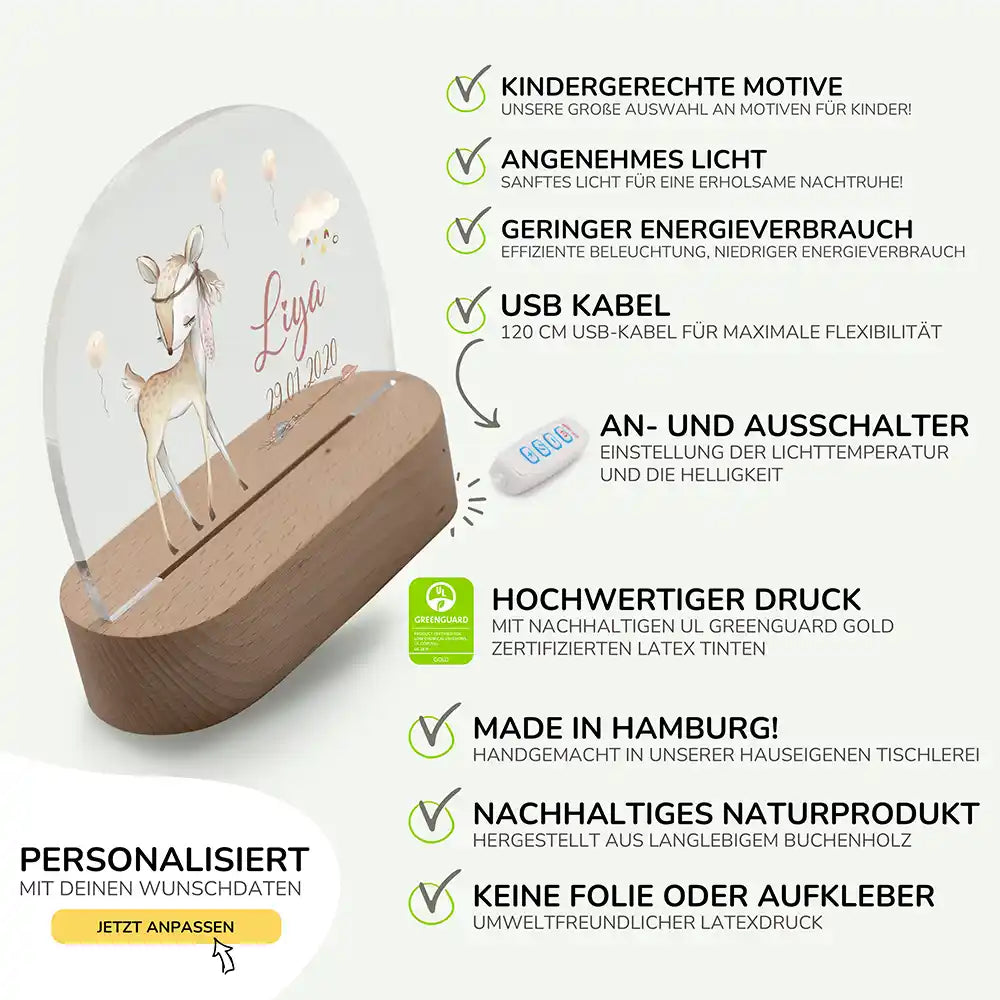 Kinderzimmer Bundle Tonieregal und Nachtlicht - Niedliches Reh