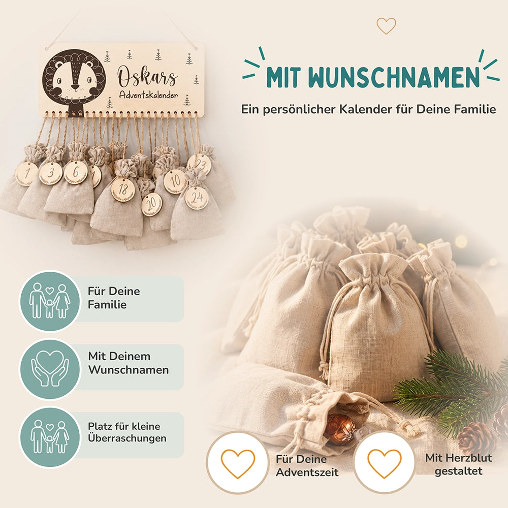 Adventskalender Kinder - Löwe Gravur