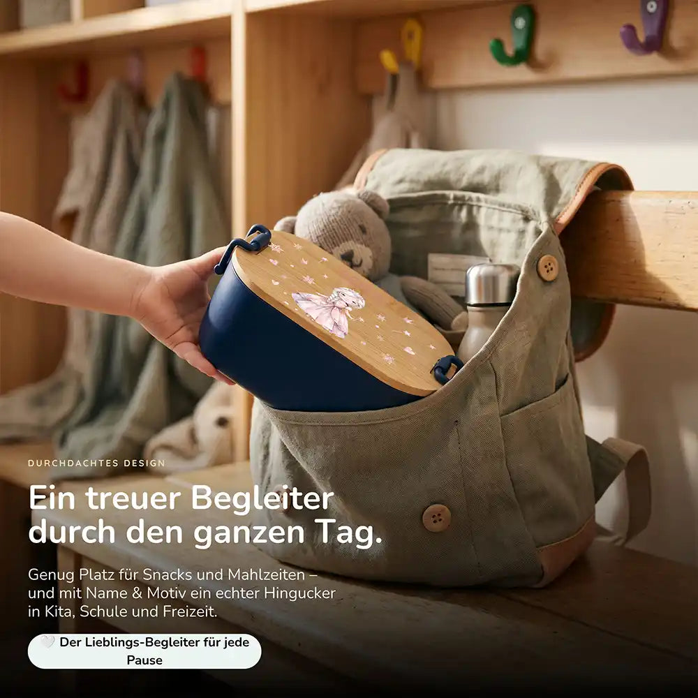 Brotdose Kinder personalisiert Prinzessin, Lunchbox mit Snacks und Obst
