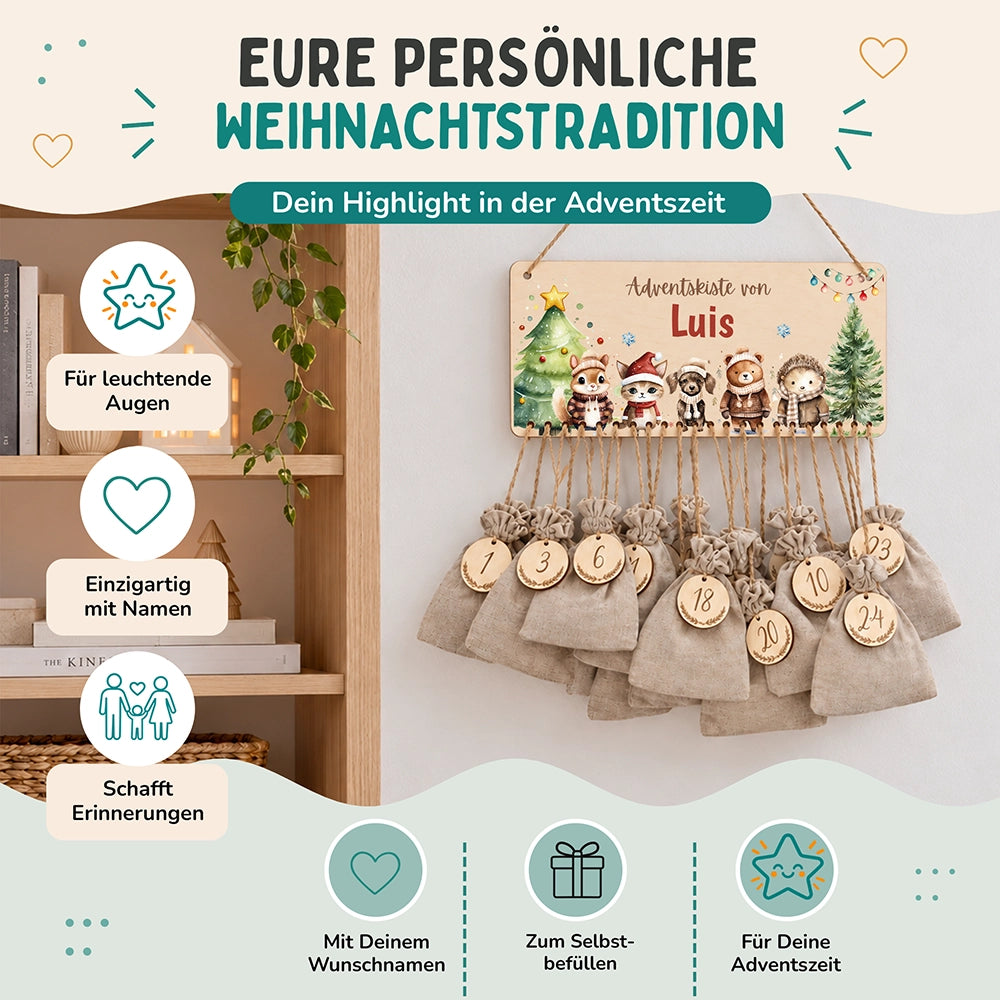 Personalisierter Adventskalender niedliche Waldtiere