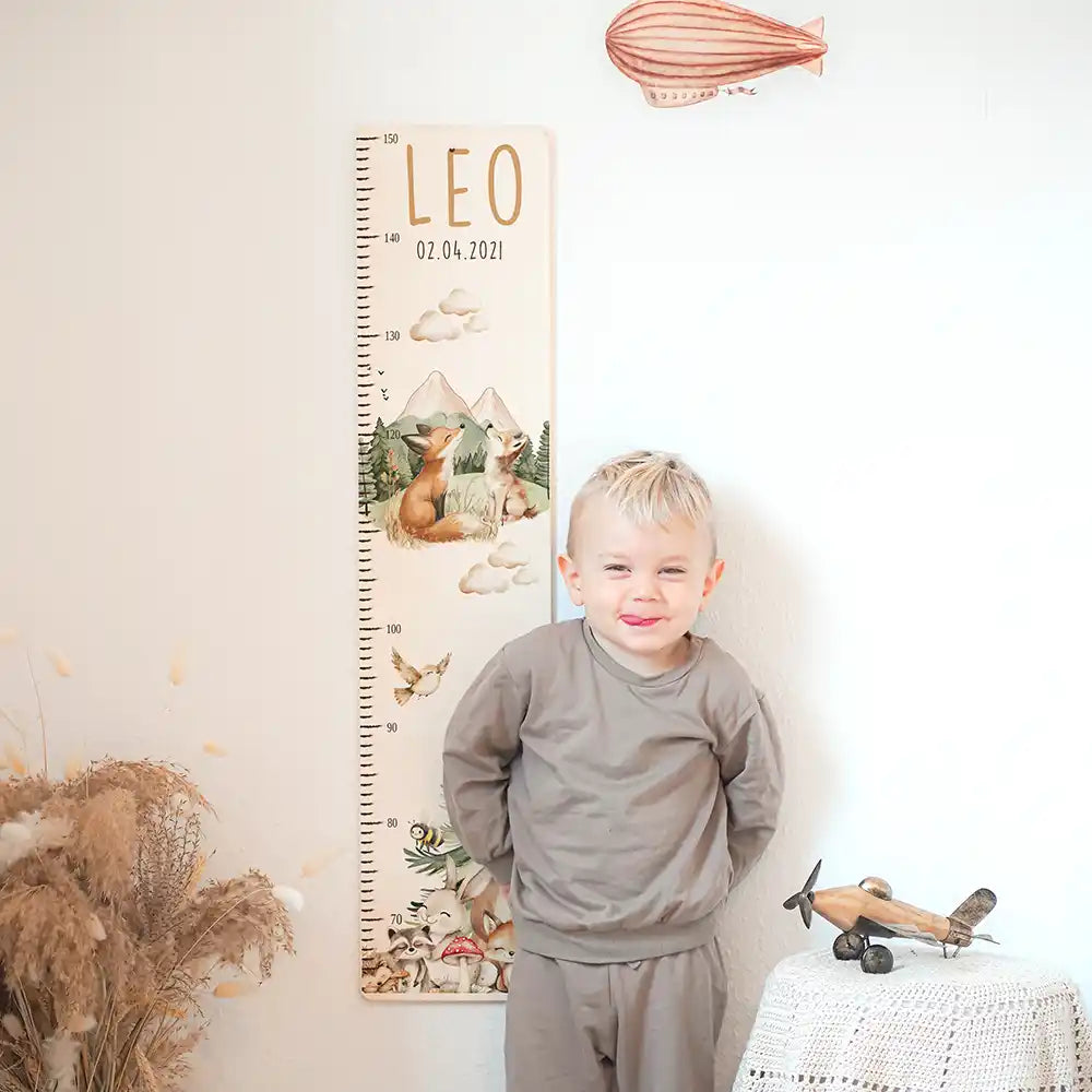 Messlatte Kinder Holz & Aluverbund - Tierfamilie
