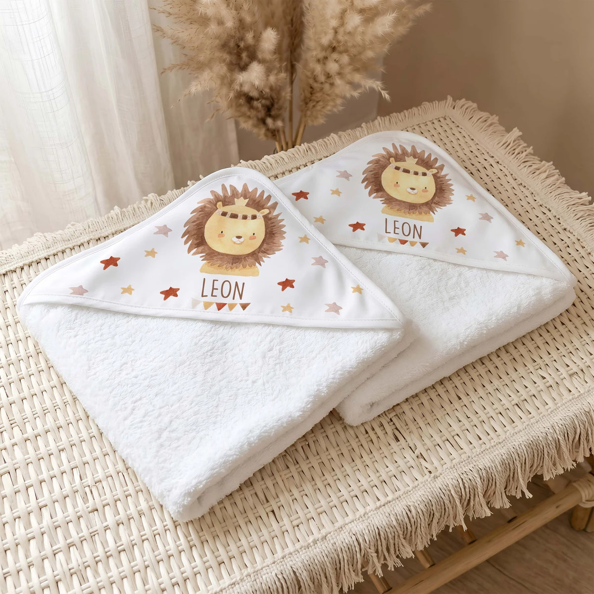 Personalisiertes Kapuzenhandtuch Baby – Löwe Krone