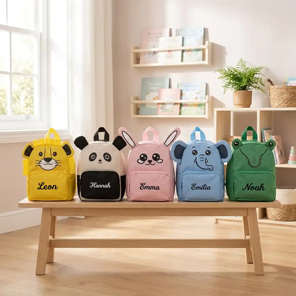Personalisierter Kinderrucksack Löwe, personalisiert zum Schulanfang
