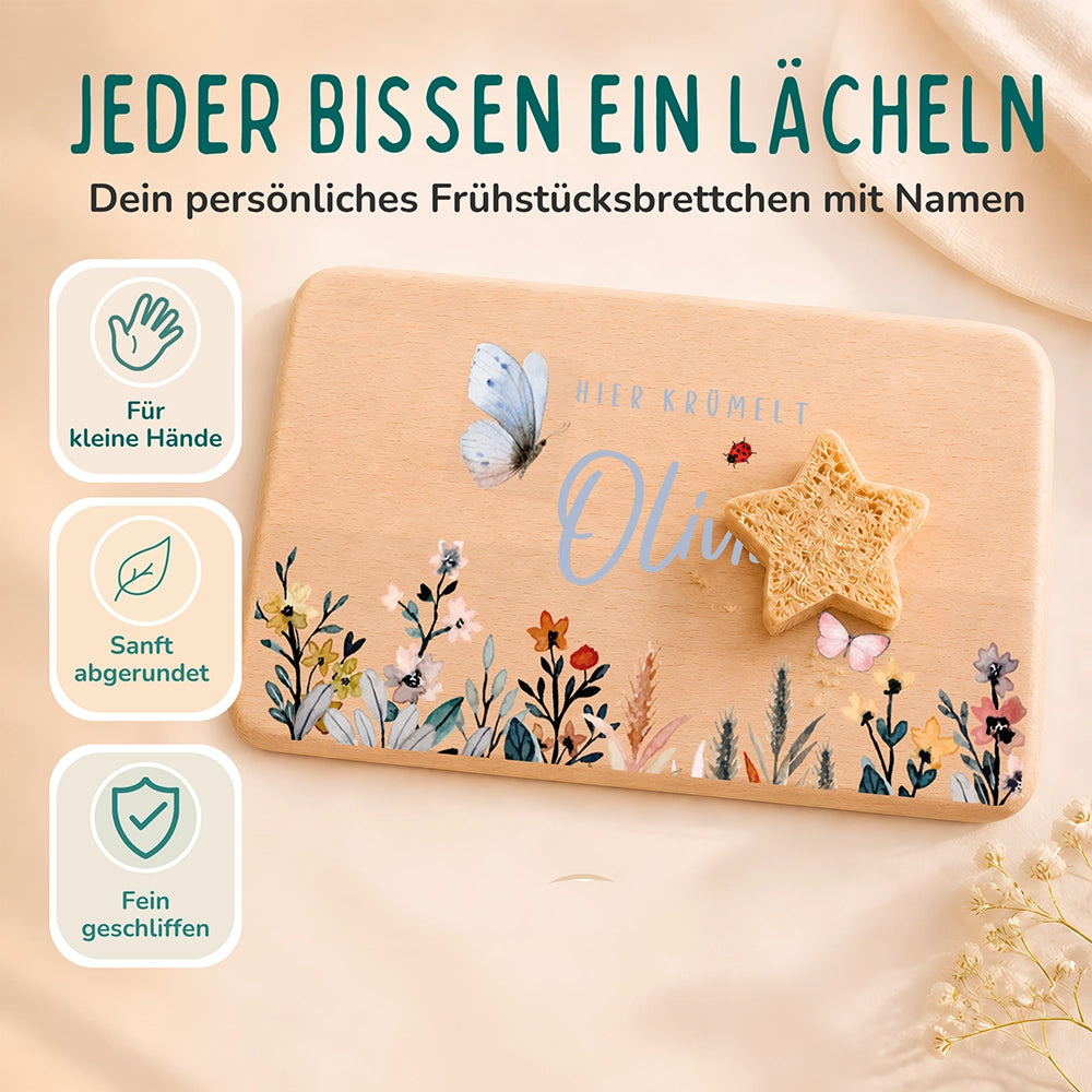 Frühstücksbrettchen Holz personalisiert - Flora