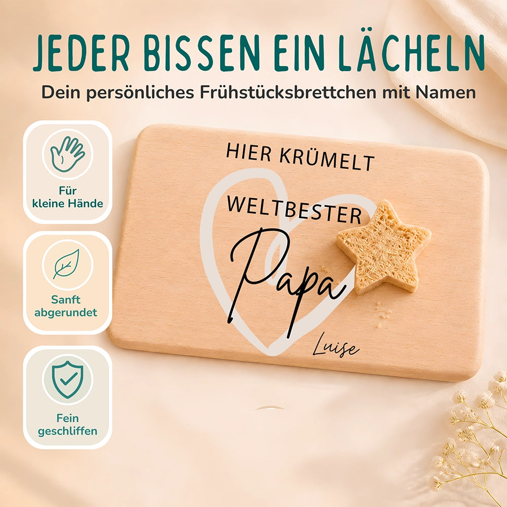 Frühstücksbrettchen Holz Weltbester Papa mit Gravur - Geschenk Vatertag