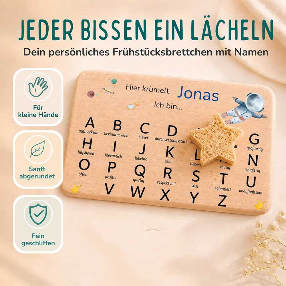 ABC Brettchen Kinder personalisiert – Astronaut Weltraum