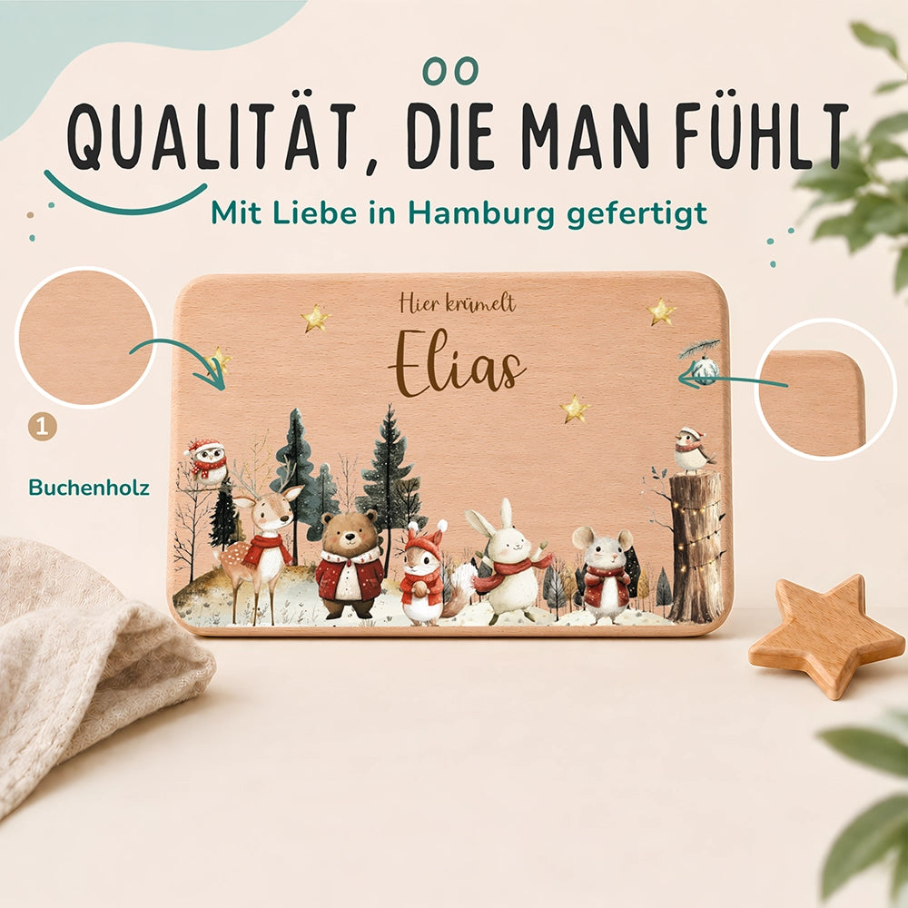 Frühstücksbrettchen Weihnachten im Winterwald - Geschenk Weihnachten