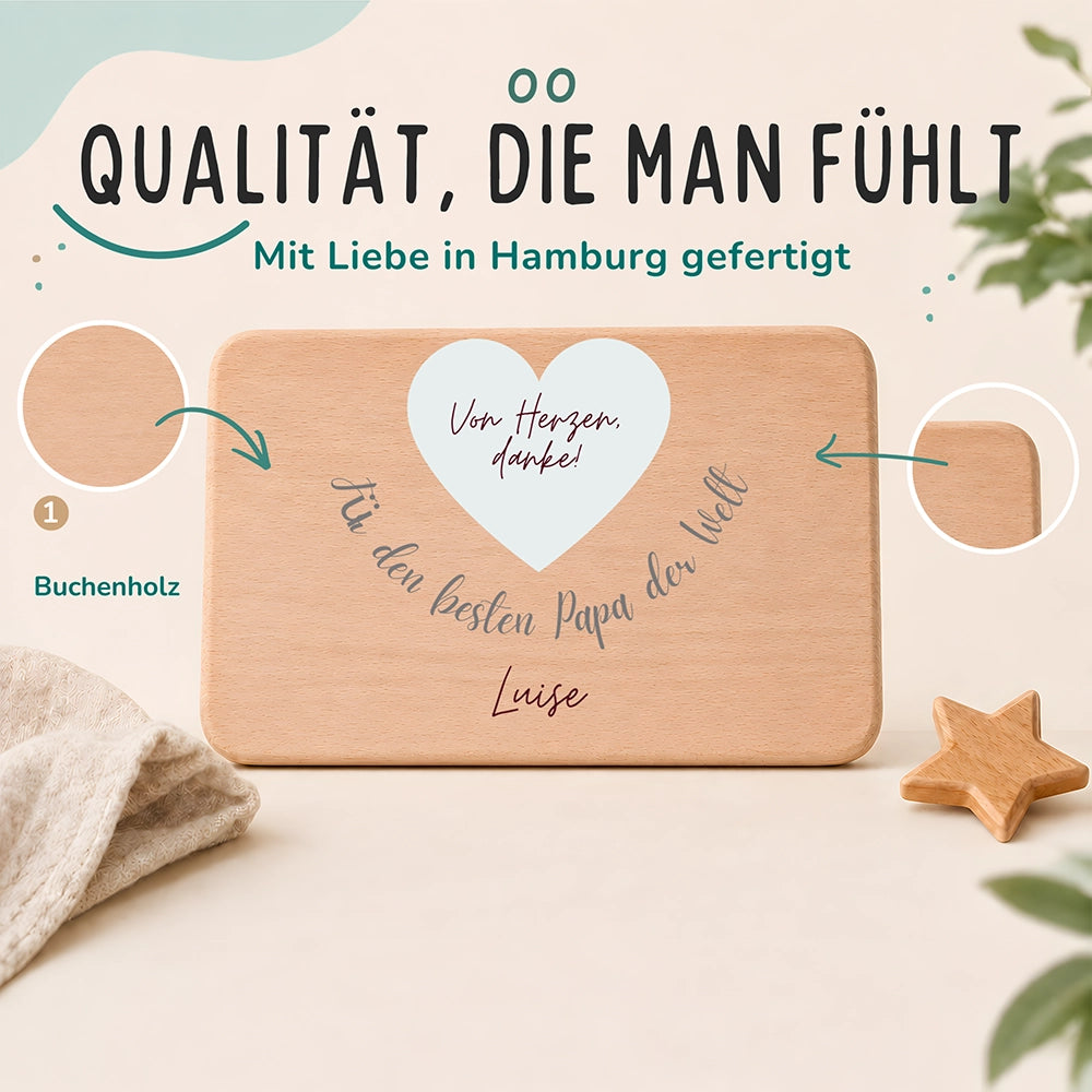 Frühstücksbrettchen Holz Für den besten Papa der Welt mit Gravur - Geschenk Vatertag