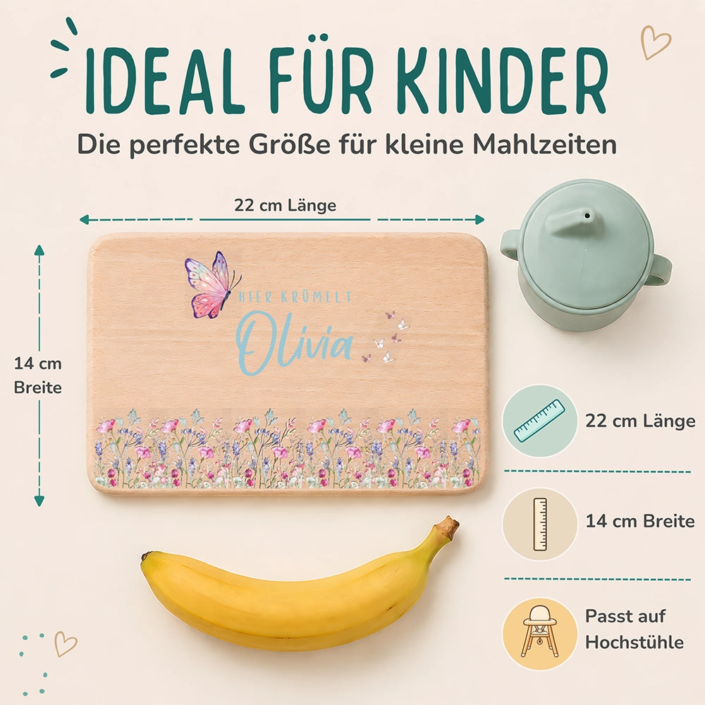 Frühstücksbrettchen Holz personalisiert - Blumenpark
