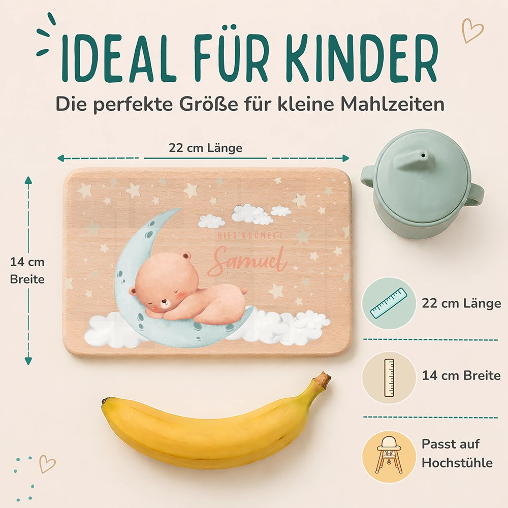 Frühstücksbrettchen Holz personalisiert - Baby Bär