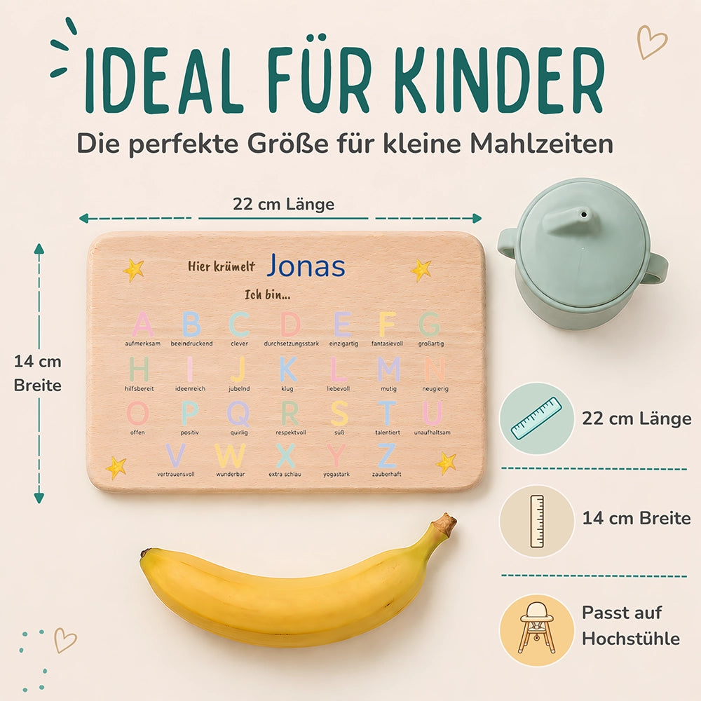 ABC Brettchen Kinder personalisiert – Sterne pastell