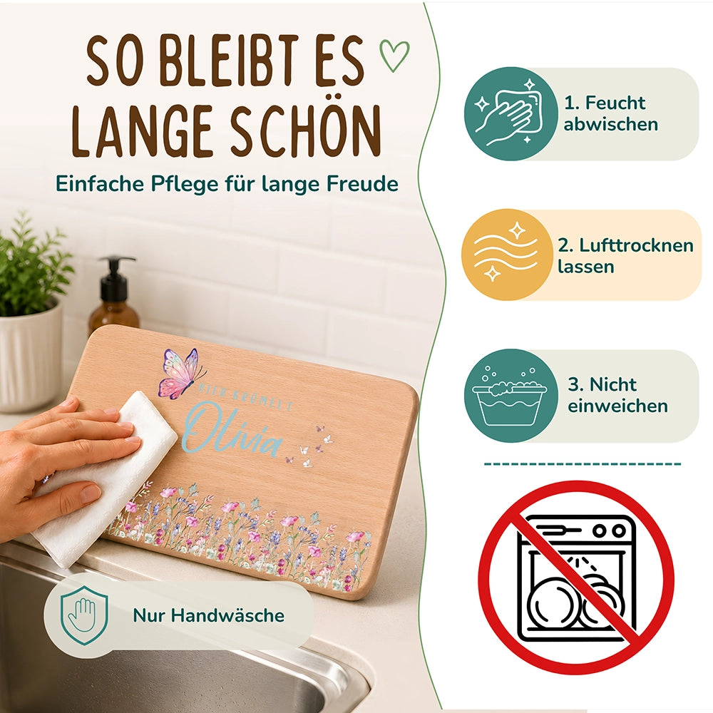 Frühstücksbrettchen Holz personalisiert - Blumenpark