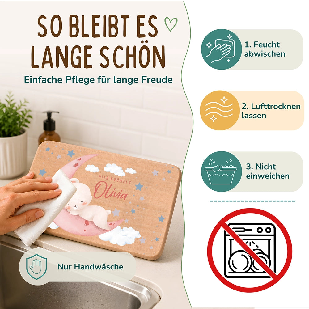 Frühstücksbrettchen Holz personalisiert - Baby Hase