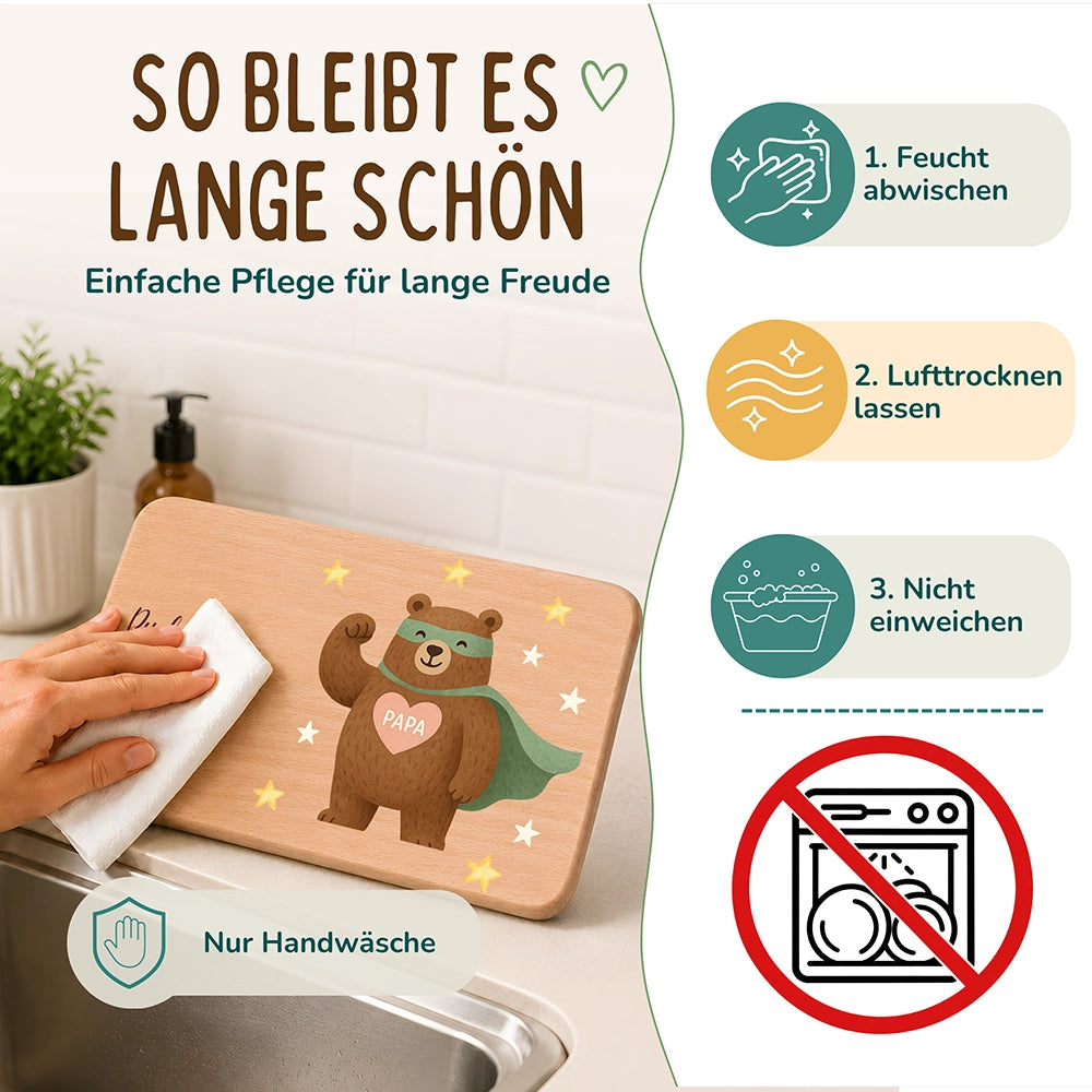 Frühstücksbrettchen Holz Du bist mein Superheld mit Gravur - Geschenk Vatertag