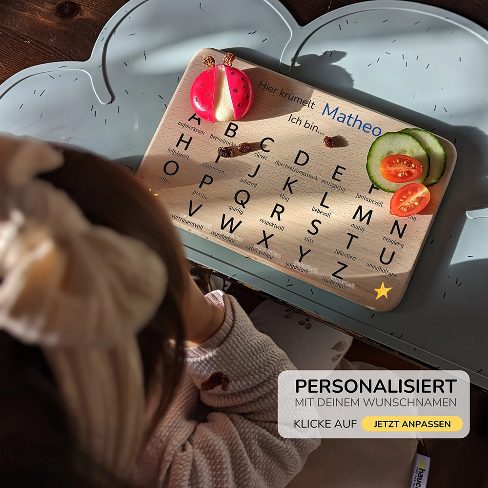 ABC Brettchen Kinder personalisiert – Weltraum Rakete