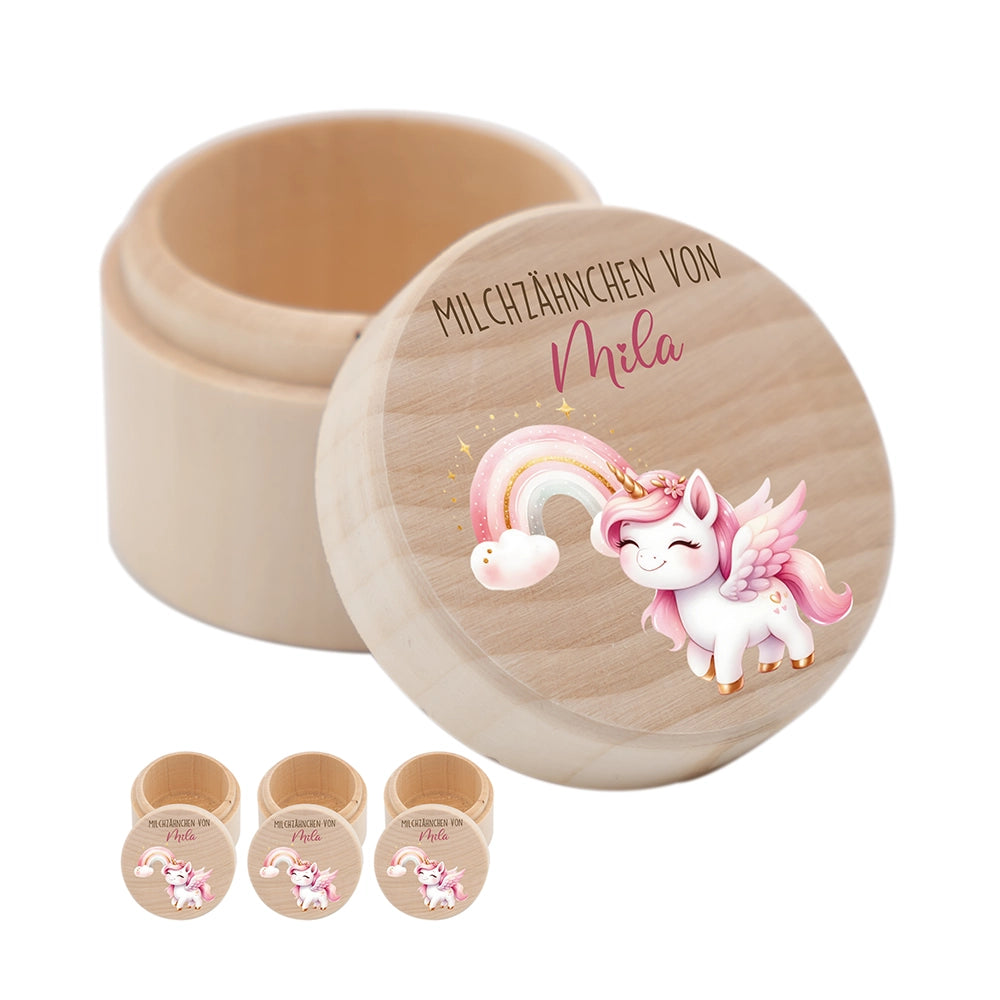 Zahndose Milchzähne personalisiert - Einhorn Motiv