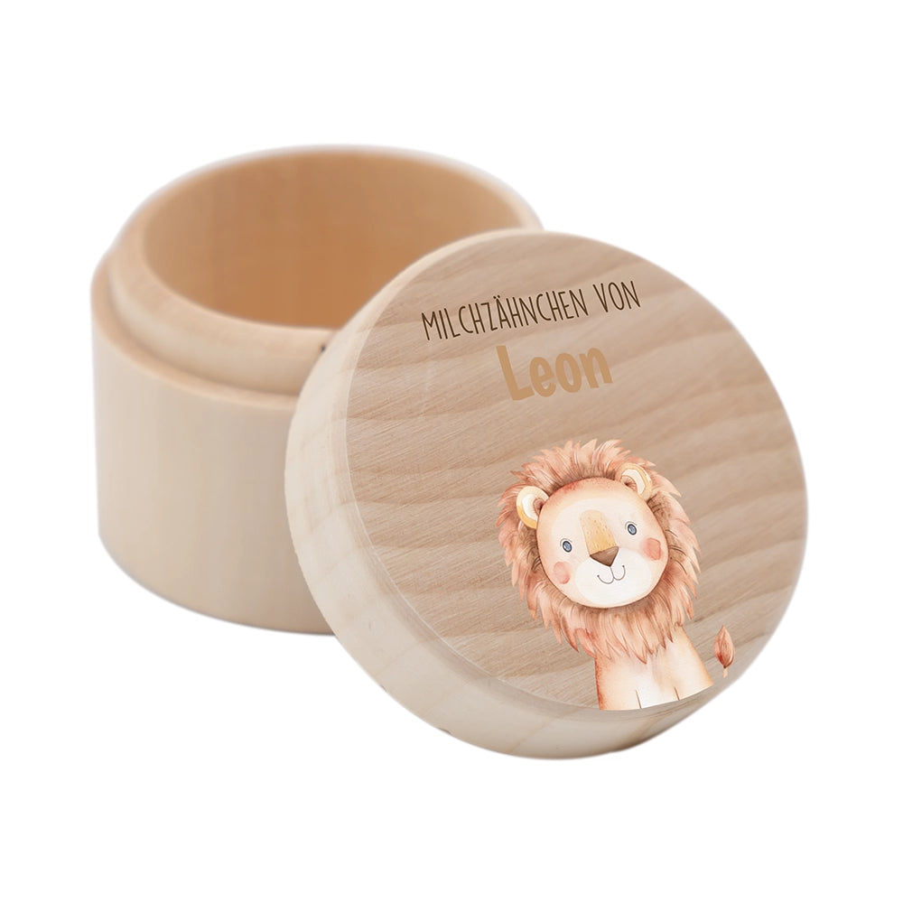 Zahndose Milchzähne personalisiert - Löwe Motiv