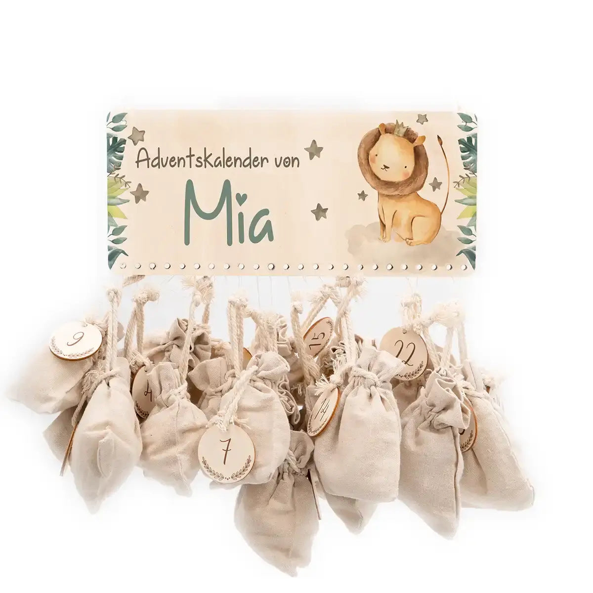 Personalisierbarer Adventskalender farbig - Löwe