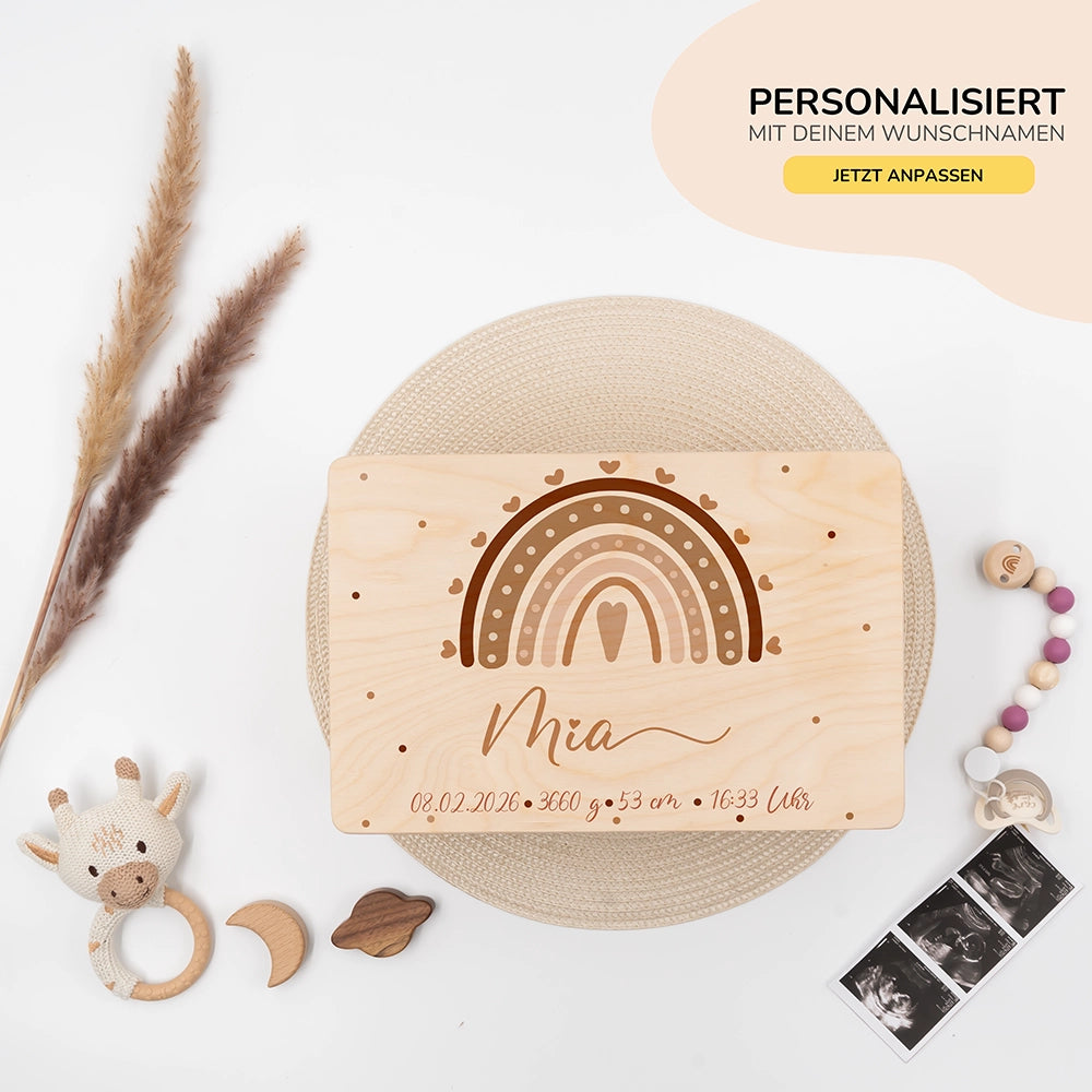 Erinnerungsbox Baby - Regenbogen Herz
