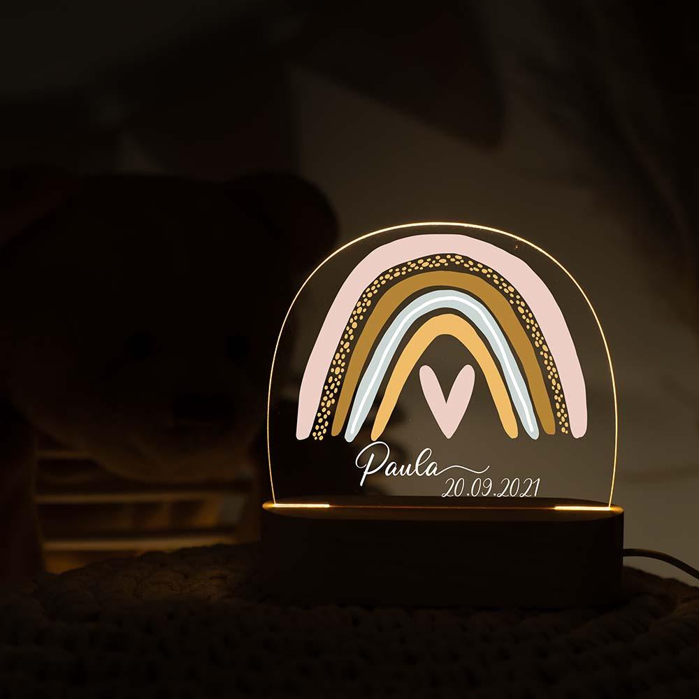 engraved night lamp with girl motif and custom name