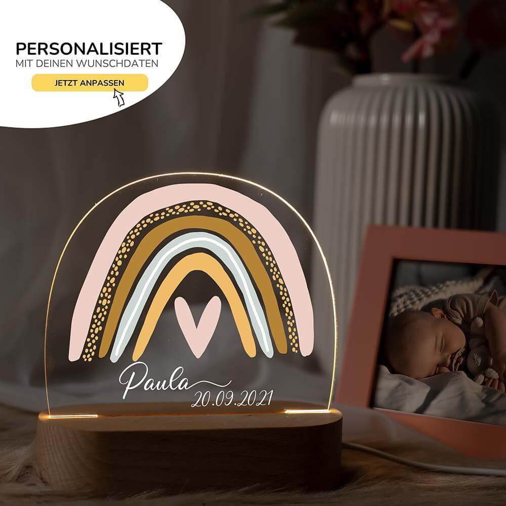handcrafted girl night lamp with personalized engraving