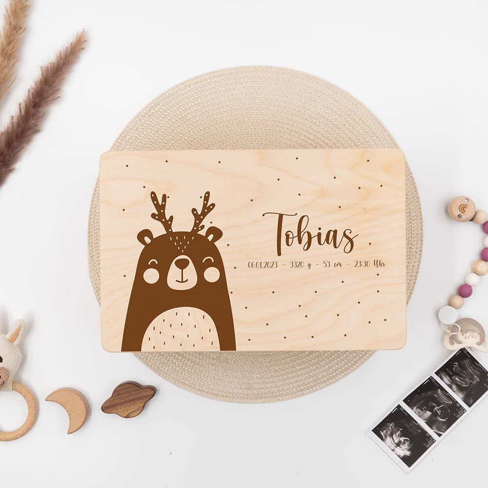 personalisierte erinnerungskiste mit weihnachtsbär design