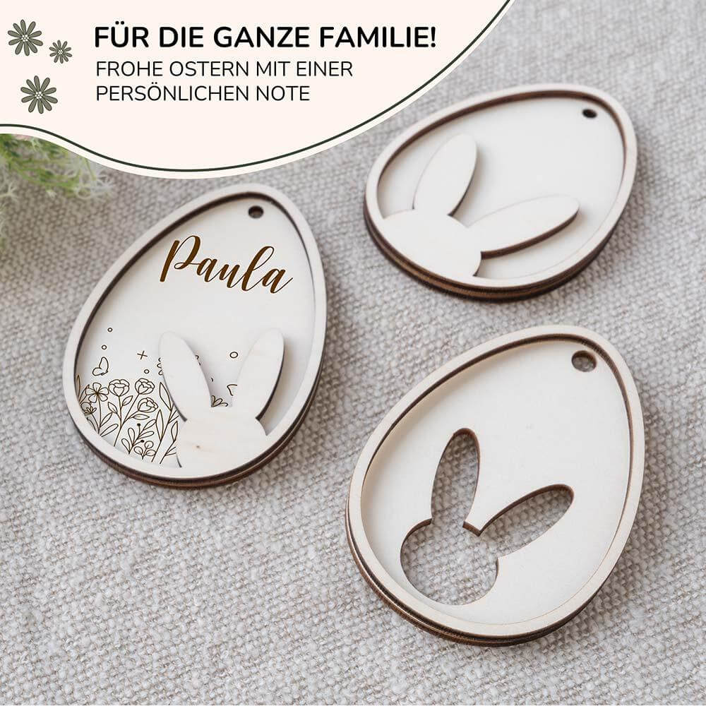 handcrafted wooden Easter decoration with custom engraving