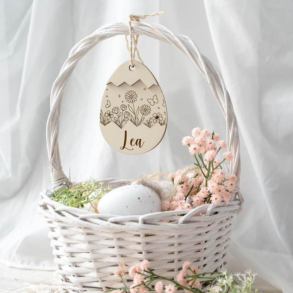 engraved wooden Easter ornament with custom design