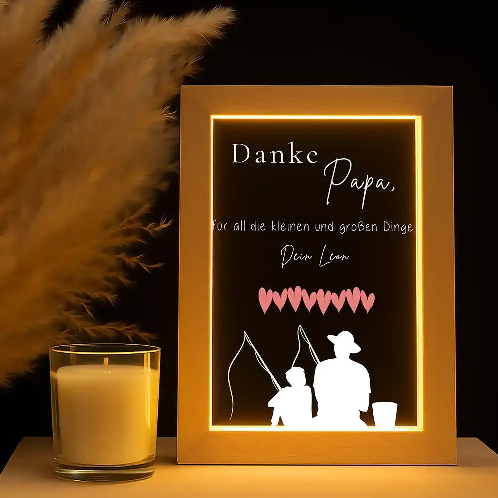 LED-Bilderrahmen Nachtlicht "Danke Papa" personalisiert