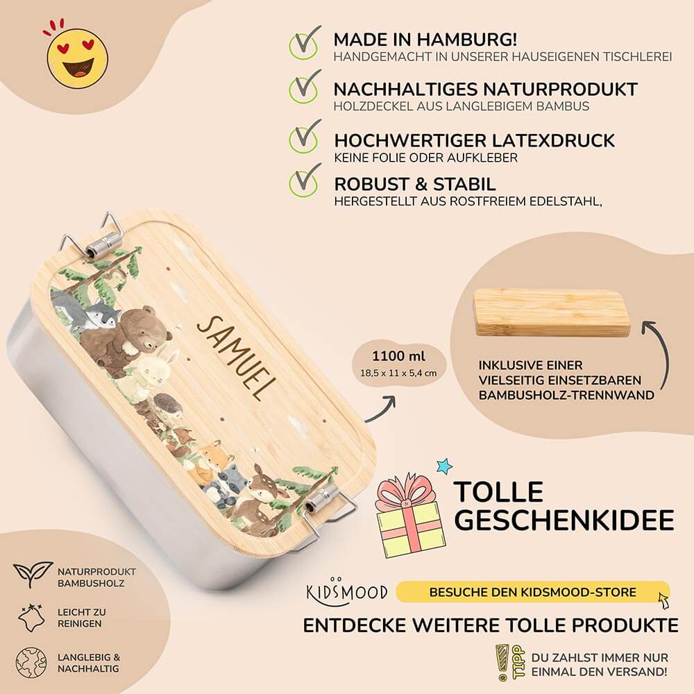 Großes Schulstart-Set personalisiert für Kinder: Brotdose, Trinkflasche und Tasse