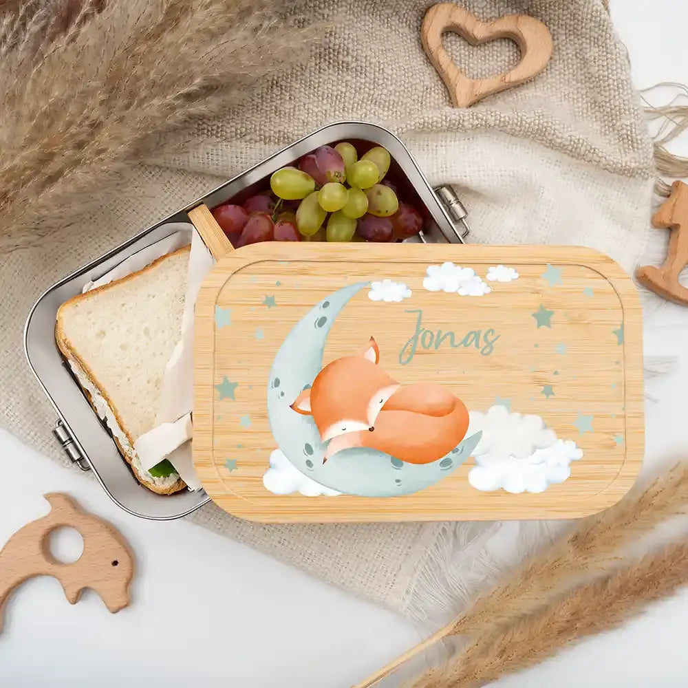 personalisierte brotdose mit baby fuchs design