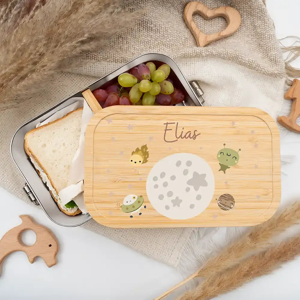 personalisierte brotdose mit weltall design