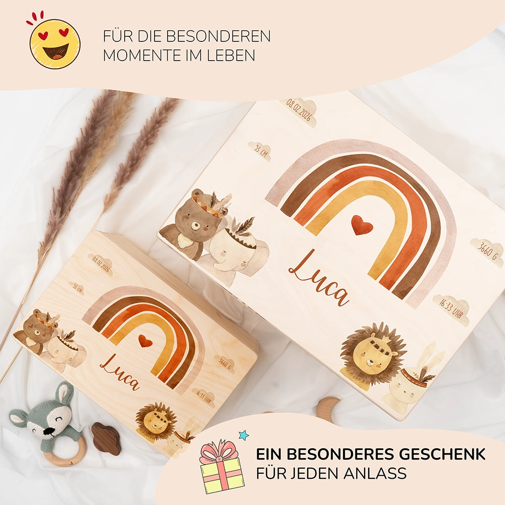 Erinnerungsbox Baby - Boho Tierfamilie