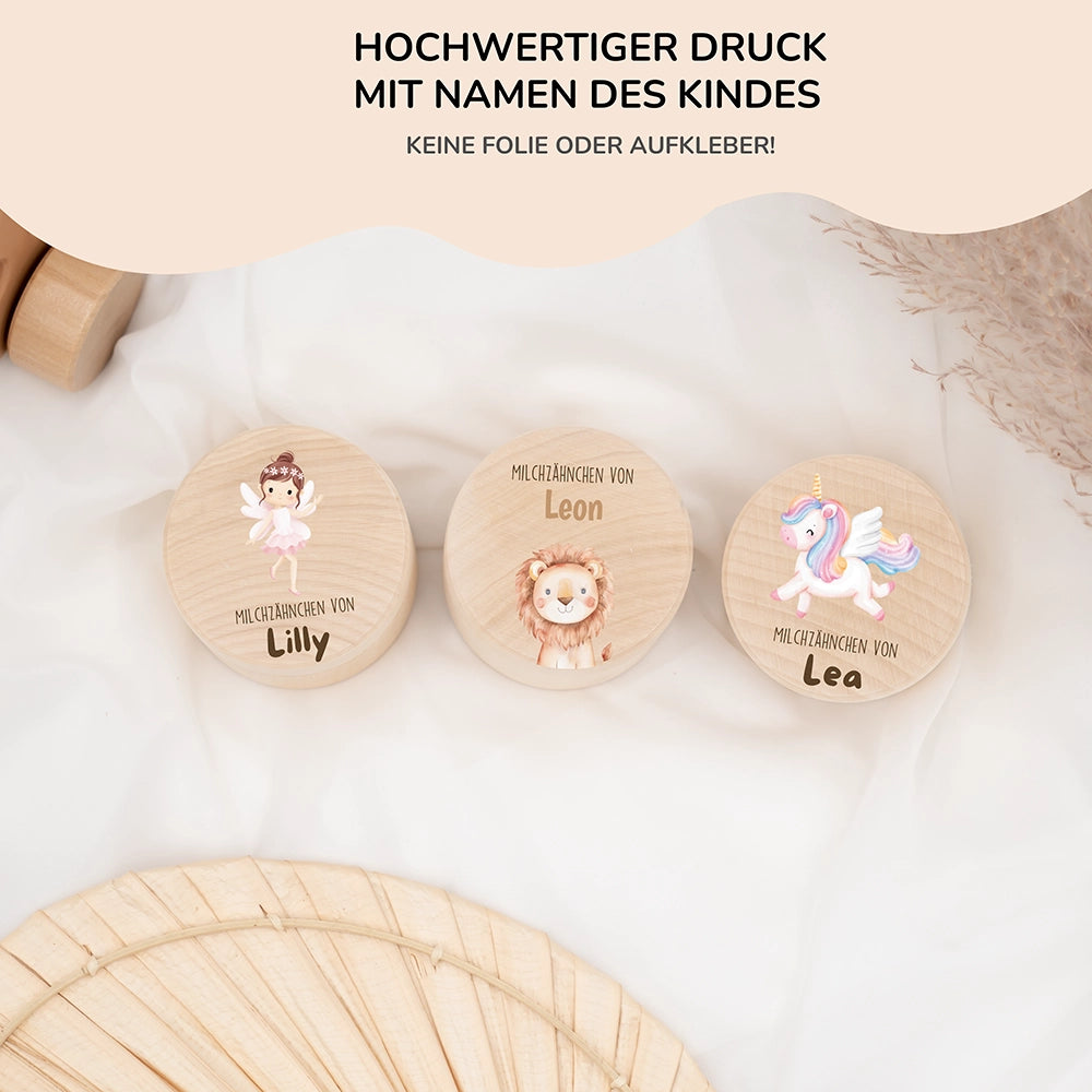 Zahndose Milchzähne personalisiert - Löwe Motiv