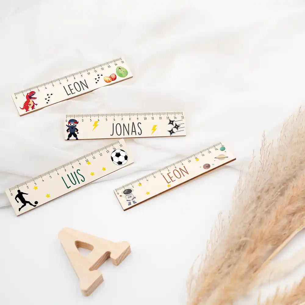 Holzlineal personalisiert - Dinosaurier