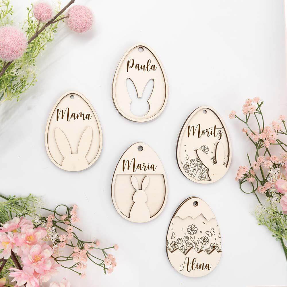 custom wooden Easter ornament with engraved name