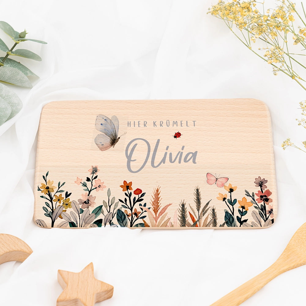 Frühstücksbrettchen Holz personalisiert - Flora