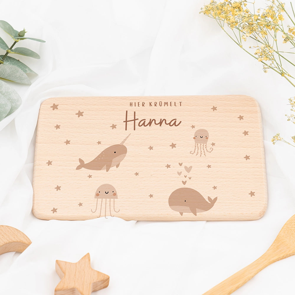 Frühstücksbrettchen Holz personalisiert - Meer