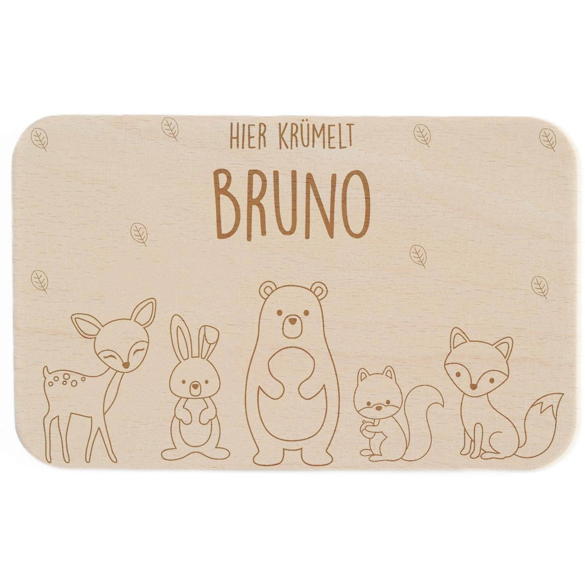 handcrafted breakfast board with personalized animal family engraving