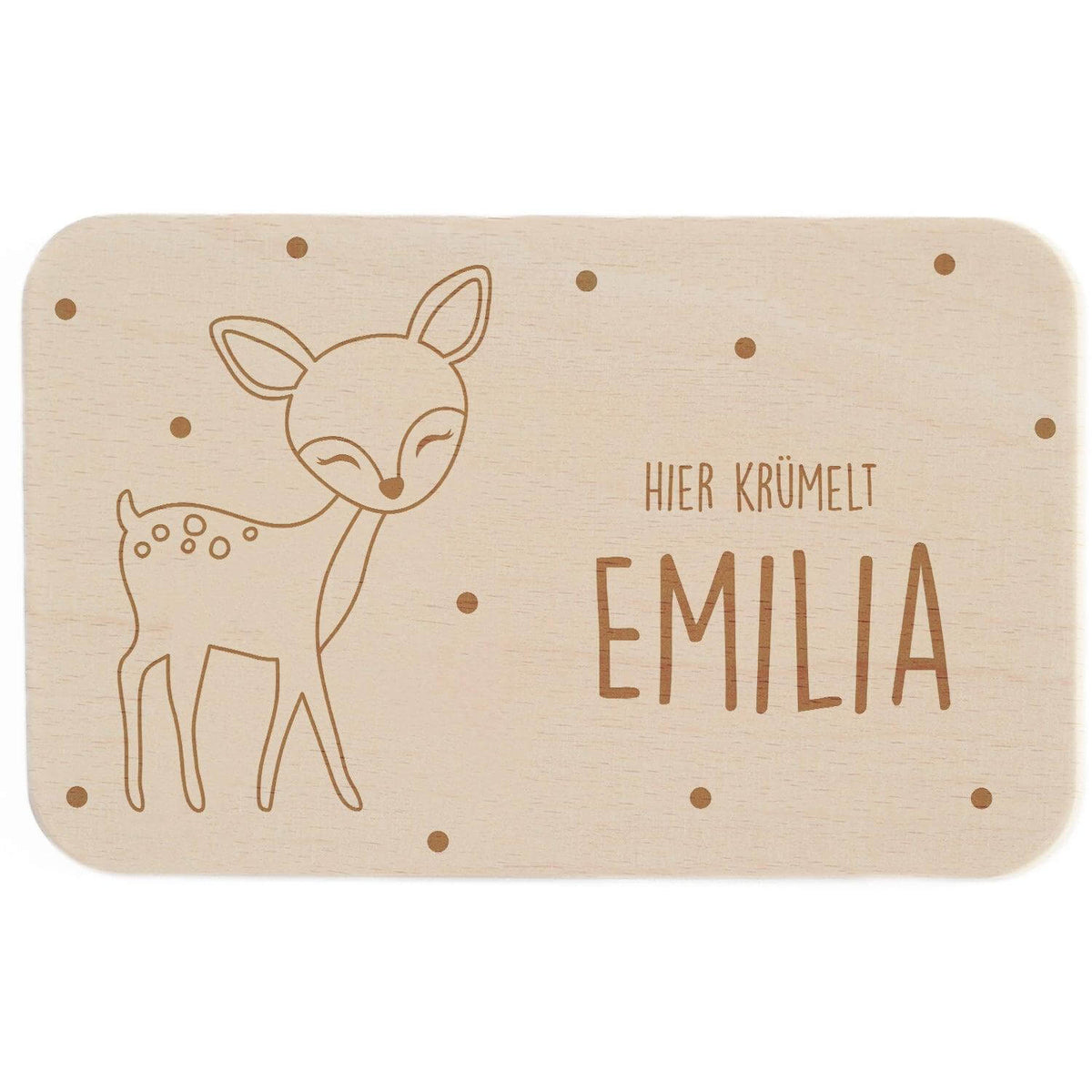 custom deer design on wooden breakfast board