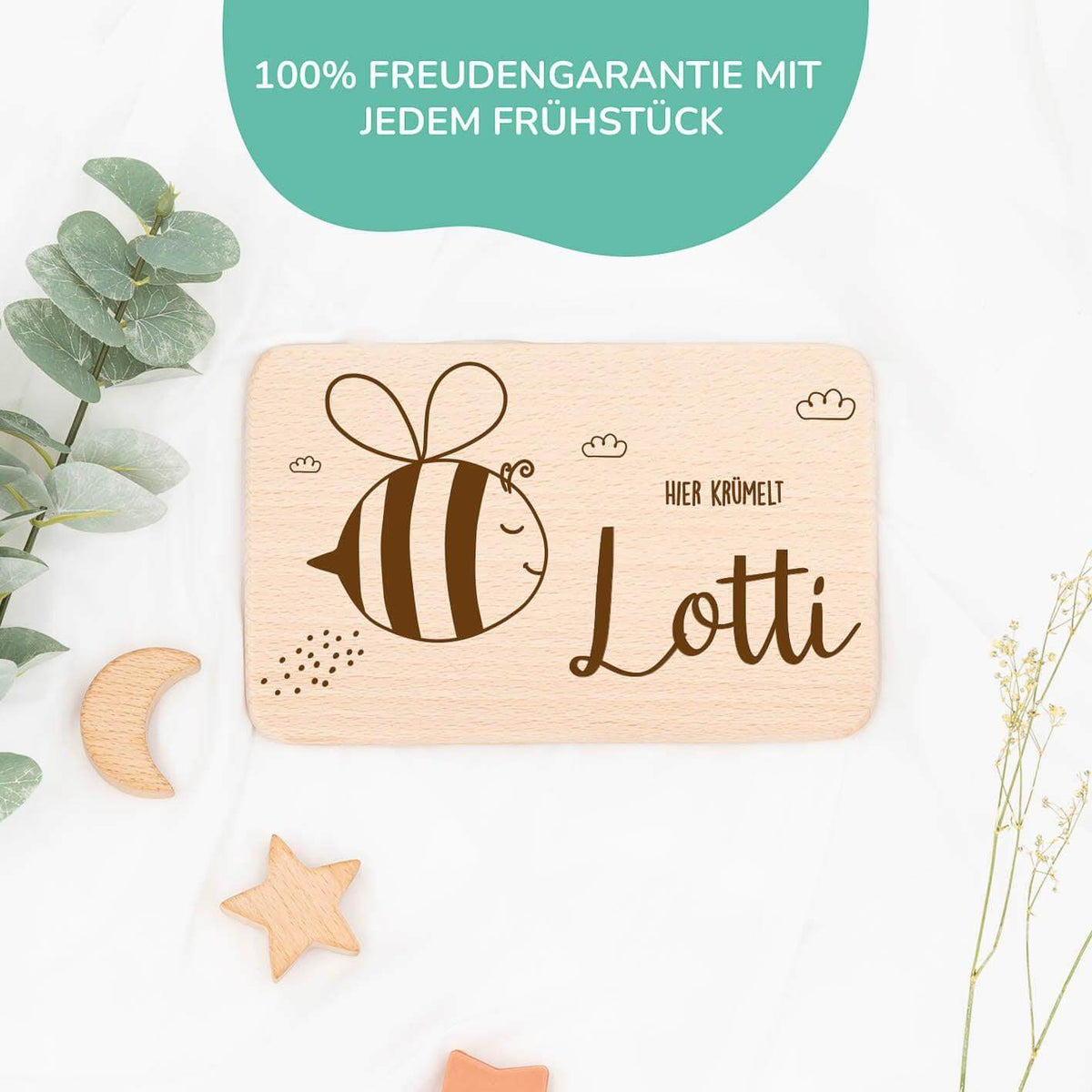custom breakfast board with bee design