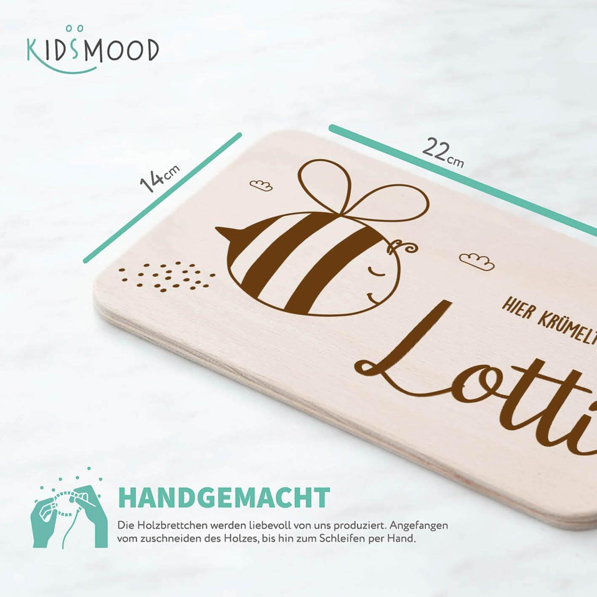 handcrafted breakfast board with biene engraving
