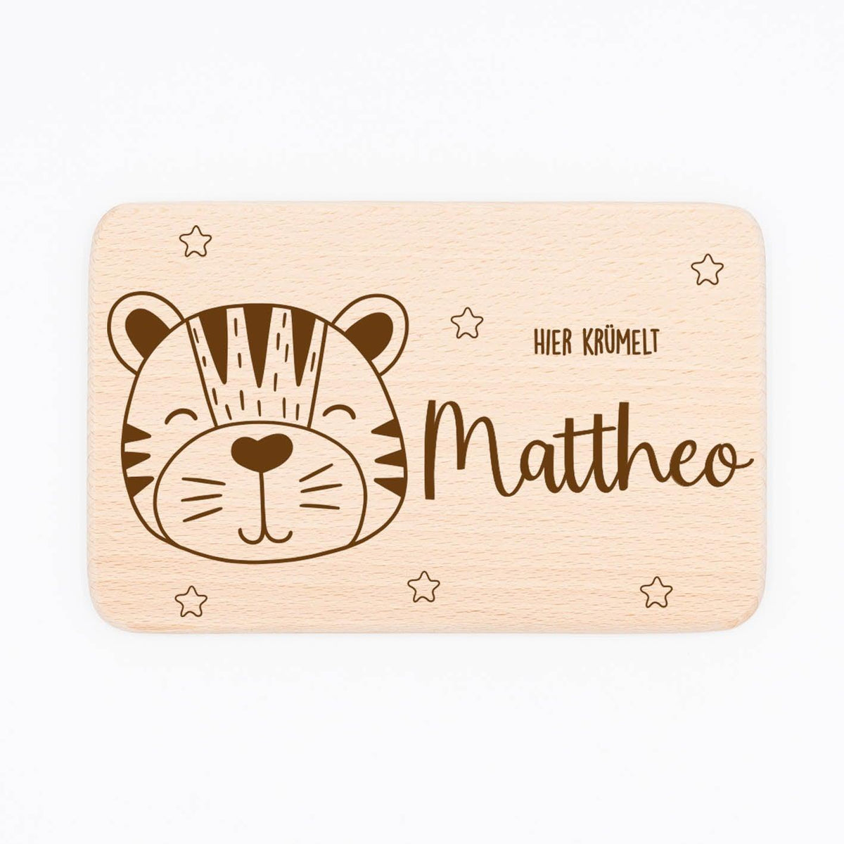 breakfast board with tiger motif for children