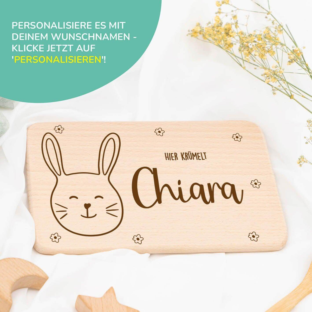 high-quality personalized rabbit breakfast board