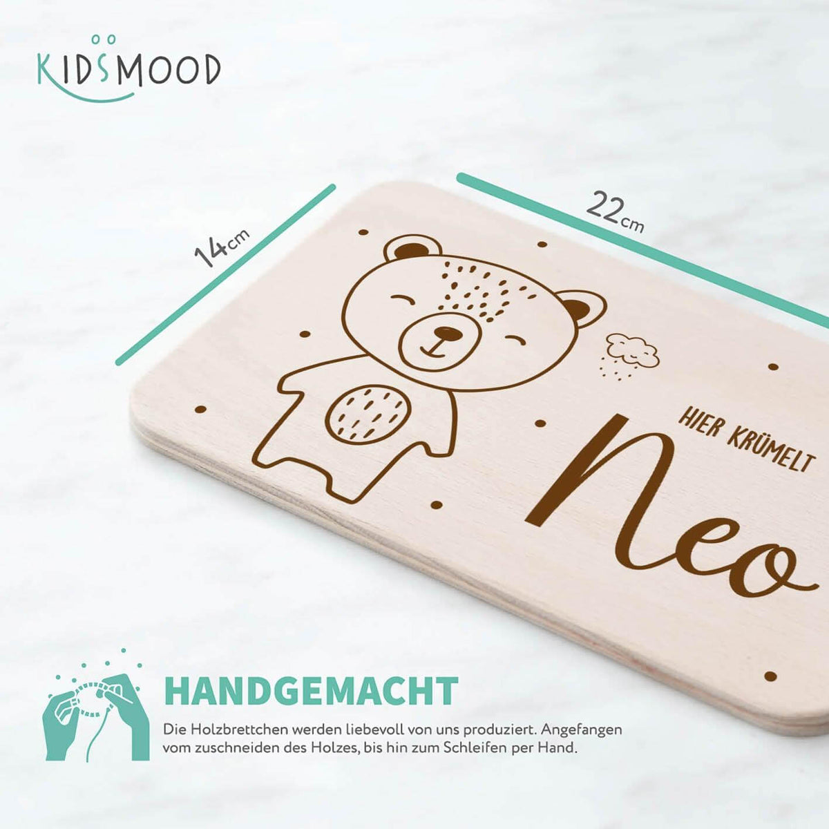 custom breakfast board with baby bear design